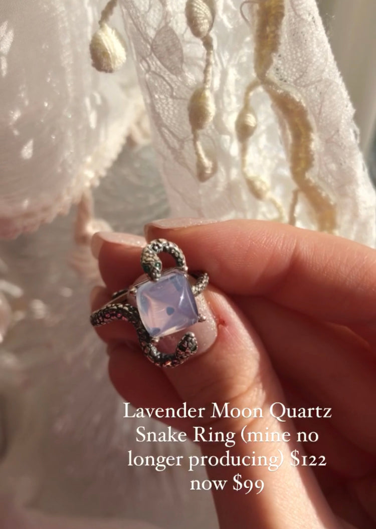 Lavender Moon Quartz Snake Ring