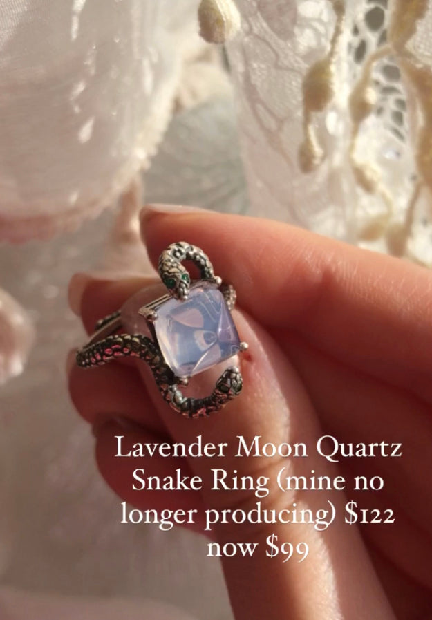 Lavender Moon Quartz Snake Ring